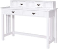 Giantex Writing Desk with 4 Drawer Computer Study Table Removable Floating Organizer 2-Tier Spacious Workstation Home Office Desk Console Table White Vanity Desk