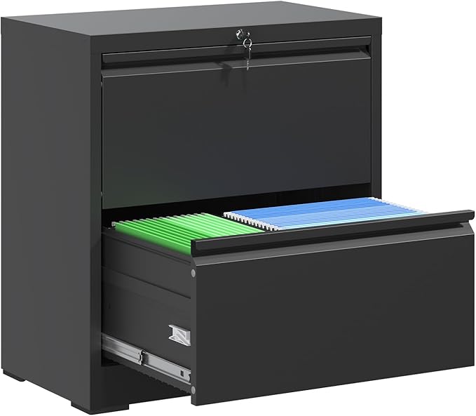 2 Drawer File Cabinet with LockSmall Filing Cabinet for HomeModern Office Under Desk Storage Drawers OrganizerEasy to AssembleBlack