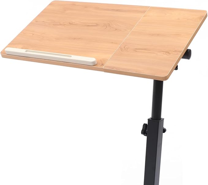 Height Adjustable Mobile Laptop Stand with Tilting TabletopRolling Standing DeskOverbed Laptop TableComputer StandsRolling Computer Workstation for Home Office