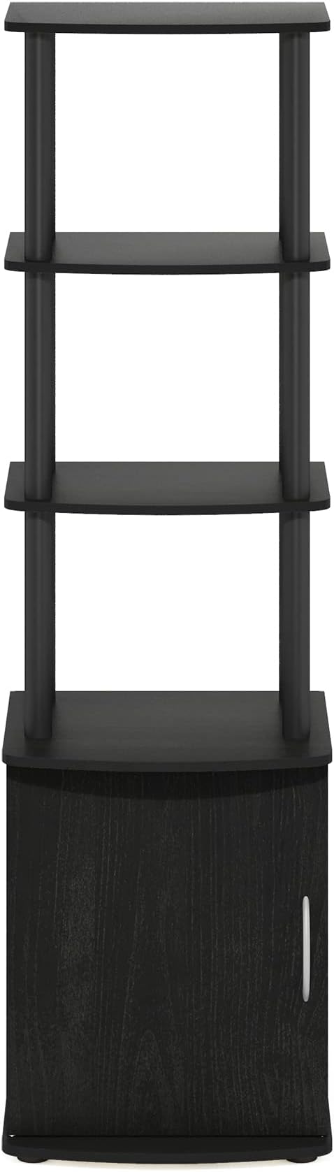 Furinno Turn-N-Tube Tall TV Entertainment Side Table Display Rack with Storage Cabinet 3-Tier Blackwood/Black