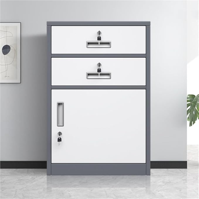 File Cabinet with Lock Metal Under Desk Storage Under Desk File Cabinet with 4 Drawers Large Capacity Filing Cabinets Under Desk Printer Stand for Home Office(Gray)