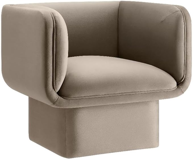 Modway Tate Performance Velvet Accent Chair in Taupe - Upholstered Club Chair - Modern Barrel Armchair - Comfy Reading Leisure Chair for Living Room Bedroom Office