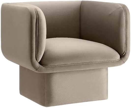 Modway Tate Performance Velvet Accent Chair in Taupe - Upholstered Club Chair - Modern Barrel Armchair - Comfy Reading Leisure Chair for Living Room Bedroom Office