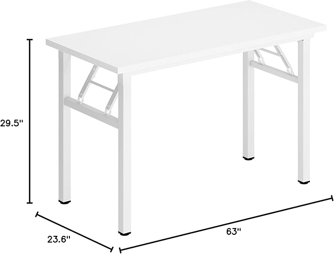 sogesfurniture 39.4 inches Foldable Computer Desk No Assembly Small Collapsible Table Workstation for Home Office Portable Folding Study Table Writing Gaming Desk for Small Spaces White