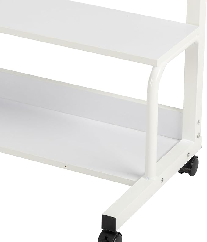 WEI WEI GLOBAL Adjustable Computer Desk with 3 USB Ports and 2 AC Outlets Standing Desk Adjustable Height Desks Computer Desk Writing Desk Mobile Laptop Desk Cart for Office Workspace White