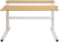 2-Tier Rolling Standing Desk with Wheels 15.75in Height Adjustable Hand-Cranked Standing Desk Manual Adjustable Desks for Home Office