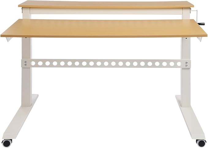 LOYALHEARTDY 47 Wide Stand Up Desk 2 Tier Manual Height Adjustable Rolling Standing Desk Computer Workstation Table with Wheels for Home Office