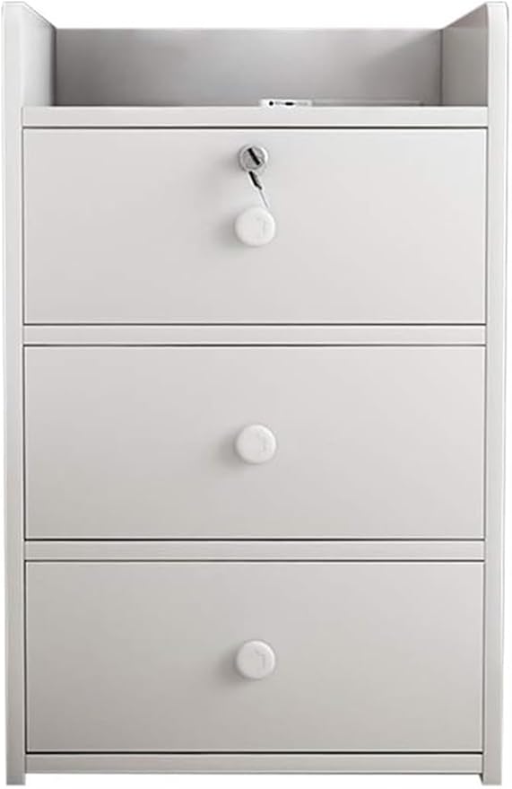File Cabinet Office Filing Cabinet with Lock Three-Tier Drawer Cabinet Information Cabinet Under Desk Storage(Color:C)