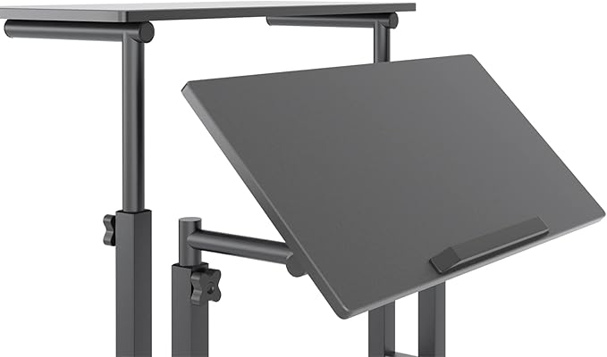 soges 23.6inches Height Adjustable Desk Laptop Desk on The Wheels Rolling Stand Up Desk Computer Desk Adjustable Standing Desk Sit and Stand Desk Portable Laptop Table Black