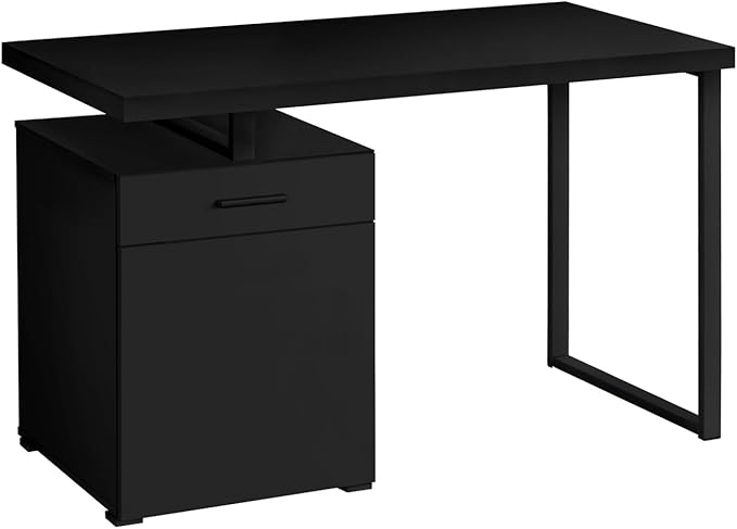 Computer Desk Home Office Laptop Workstation Storage Drawers Black Contemporary