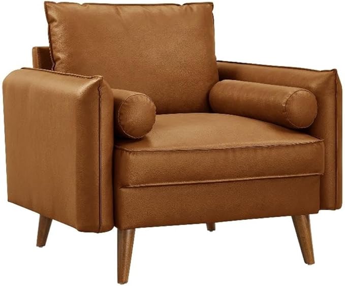 Modway Revive Faux Leather Accent Armchair in Tan