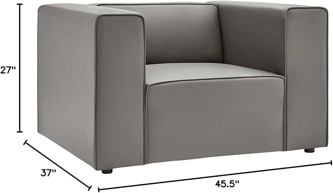 Modway Mingle Vegan Leather Lounge Armchair in Gray