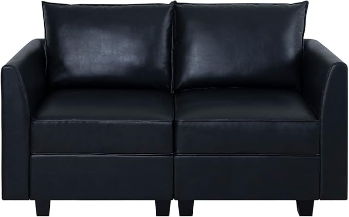 Naomi Home Elizabeth Modern DIY Collection Black/Loveseat/Air Leather