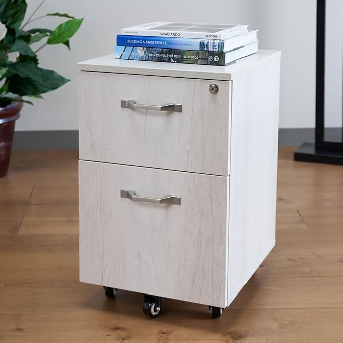 NBF Walnut Wood Office File Cabinet with Storage Drawers