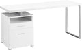 Computer Desk Home Office Laptop Left Right Set-up Storage Drawers 60 l Work White Laminate Grey Metal Contemporary Modern