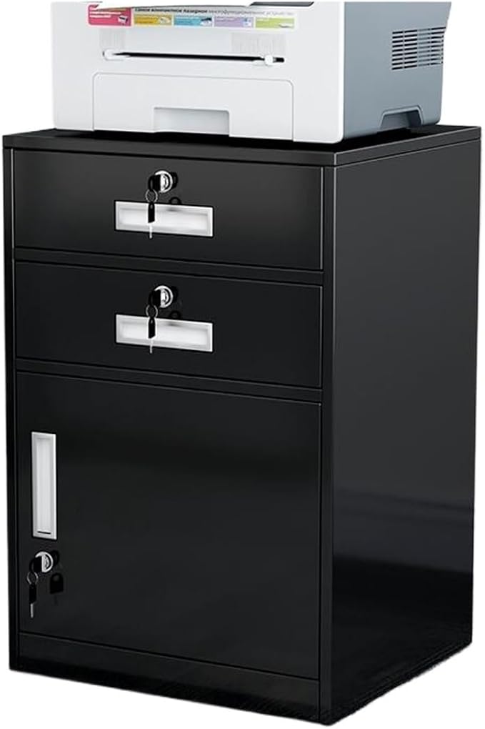 File Cabinet Under The Desk Storage Storage Cabinet with Lock Drawer Cabinet File Data Cabinet Tin File Cabinet (Color : Black)