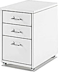 ELEFOCUS Mobile Pedestal Metal File Cabinet 3 Drawers Round Edge Home Office (Size:11.02x16.14x19.29inchColor:White)