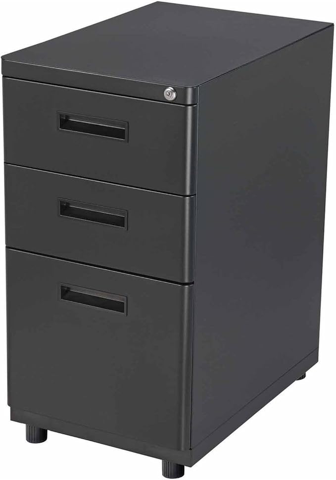 Global Industrial 3 Drawer Pedestal File Cabinet Black