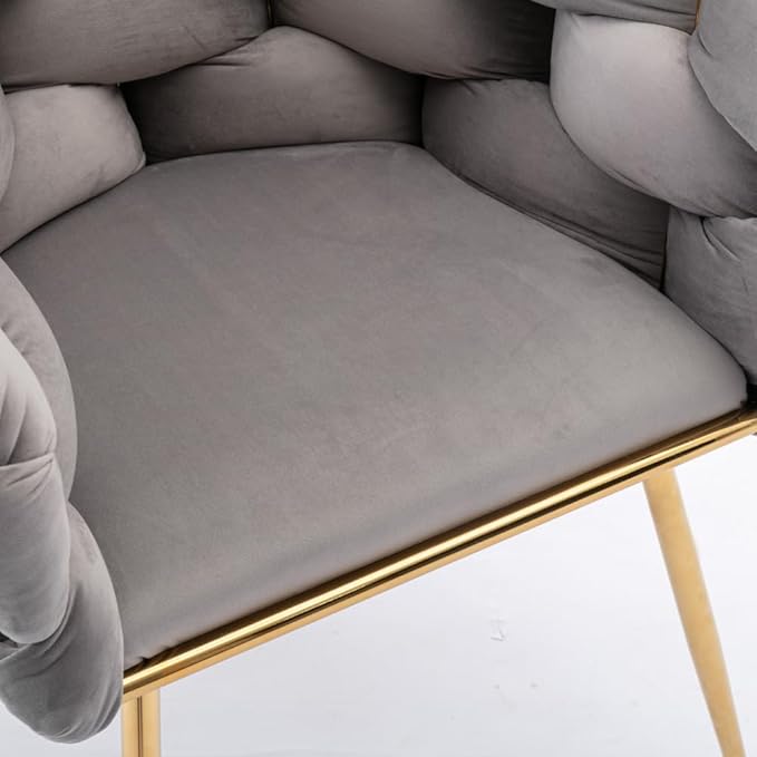 Luxury Modern Simple Leisure Velvet Single Sofa Chair Bedroom Lazy Person Household Dresser Stool Manicure Table Back Chair (Gray + Velvet-1)