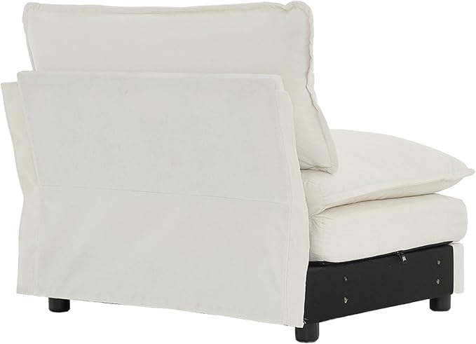 healthomse Chenille Two-Seater Sofa with 1 Footrest 2 Seater L-Shaped Sectional with Ottoman sectional couches for Living Room Chenille (White 35.83inch)