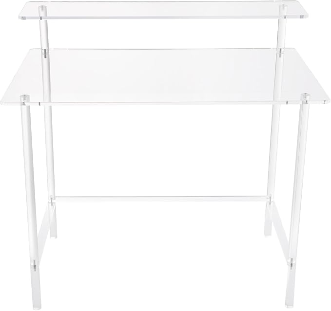 Acrylic Desk 2-Tier Home Office Desk with Monitor Stand Laptop Study Table Home Office Console Table 31.5 * 19.69 * 34.65in