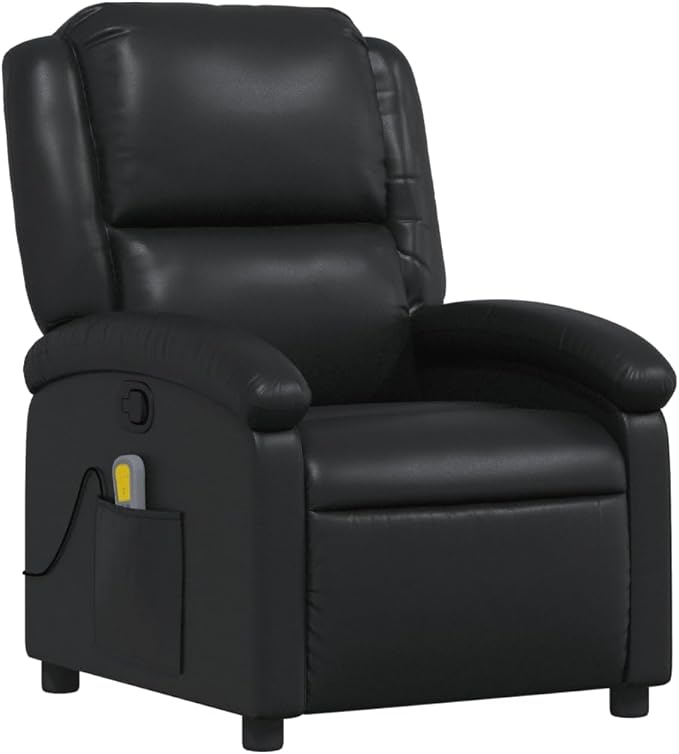 Faux Leather Massage Recliner Chair Manual Recliner Chair with Massage Single Sofa Home Theater Seating Comfy Living Room Single Sofa Chair Black Faux Leather-20