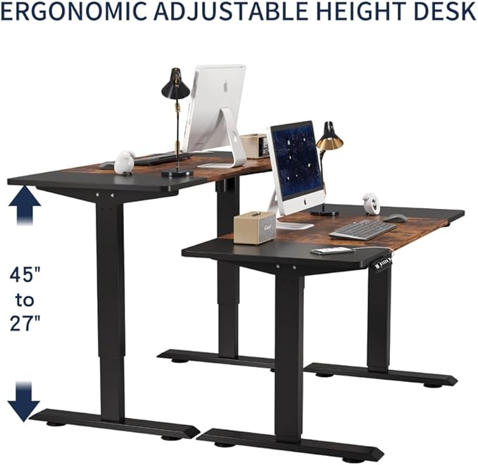 55 Inch Electric Standing Desk Height Adjustable Computer Gaming Desks for Home Office Bedroom Craft Study Table and Work Standing DesksBlackBrown