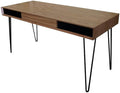 Home Office Desk 59 Large Computer Writing Table Oak Top Metal Legs Easy Assembly