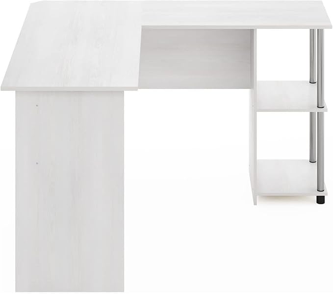 Maykoosh L-Shape Computer Desk with Shelves - Modern Home Office Desk