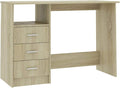 FAMIROSA Computer Desk with Drawers Work Study Computer Writing Desk with 3 Storage Drawers and an Open Compartment Home Office Desk for Home Office Study Bedroom Chipboard Sonoma Oak
