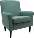 Pemberly Row Rolled Arm Lounge Chair 35 H x 28 W x 30 D Fabric Upholstery in Blue Finish Comfortable Accent Chair for Living Room or Bedroom Seating