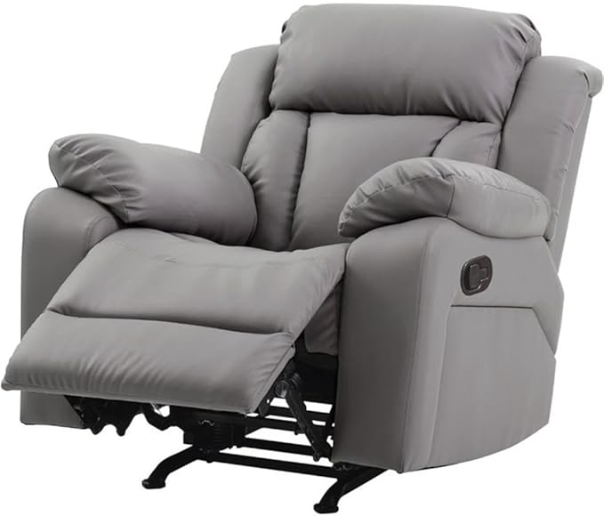 Glory Furniture Daria Faux Leather Rocker Recliner in Gray