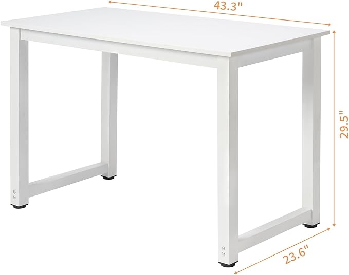 43.3 White Office Desk Executive Office Desk Modern Work Desk Farmhouse Writing Table Computer Desk for HomeHome Office Desks Modern Compact Study Writing Table Workstation 110 x 60 x 75CM