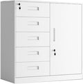 File Cabinet Low Cabinet File Cabinet Office Tin Financial Data Cabinet with Lock Small Cabinet Under Desk Storage(Color:D-5 Drawer) 1.0mm