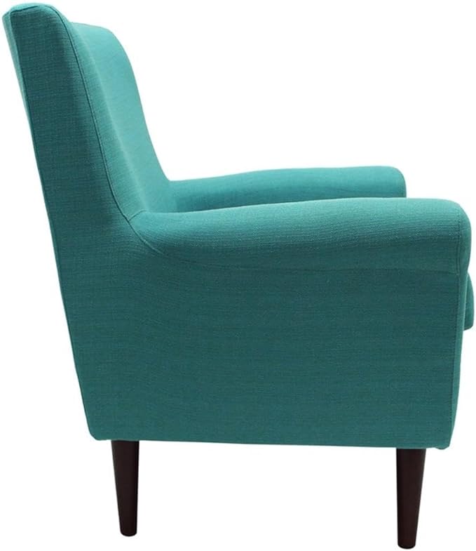 Pemberly Row Rolled Arm Lounge Chair 35 H x 28 W x 30 D Fabric Upholstery Teal Blue Finish Contemporary Accent Chair for Living Room or Bedroom