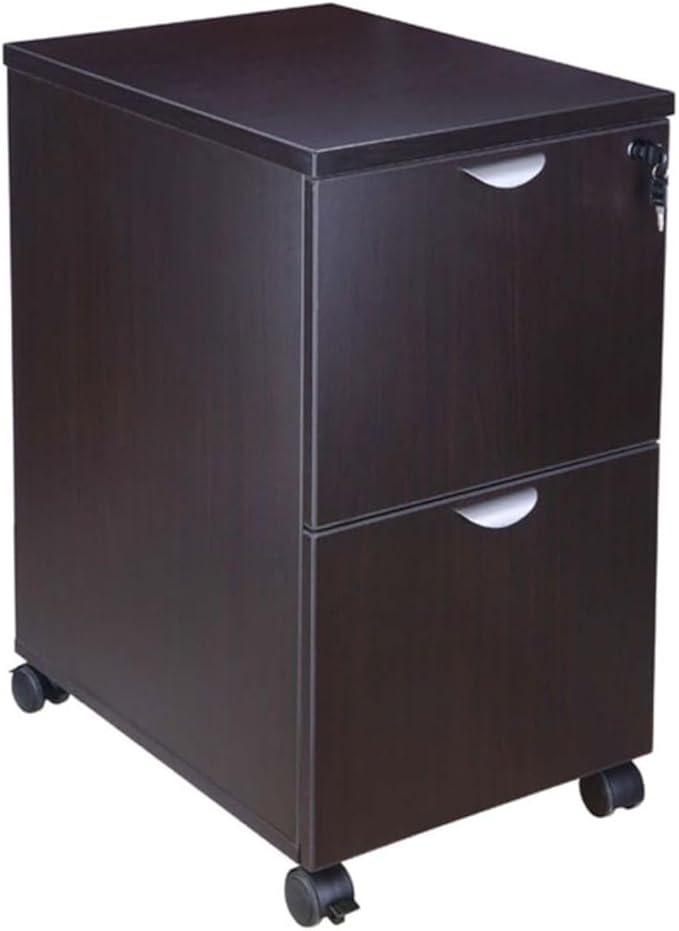 Mocha Mobile Pedestal Compact Storage Solution with Lockable Drawers Sleek File Cabinet Rolling Organizer for Home Desk Workstation Smooth Gliding Utility Drawer Office Supply Organizer