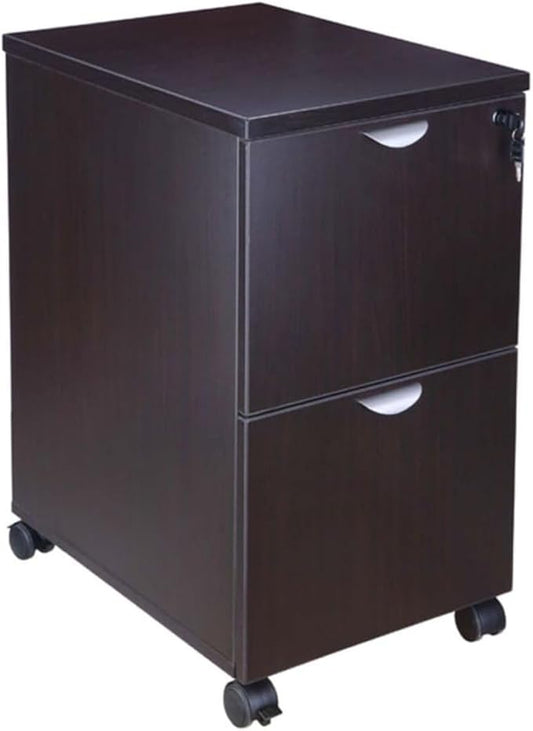Mocha Mobile Pedestal Compact Storage Solution with Lockable Drawers Sleek File Cabinet Rolling Organizer for Home Desk Workstation Smooth Gliding Utility Drawer Office Supply Organizer