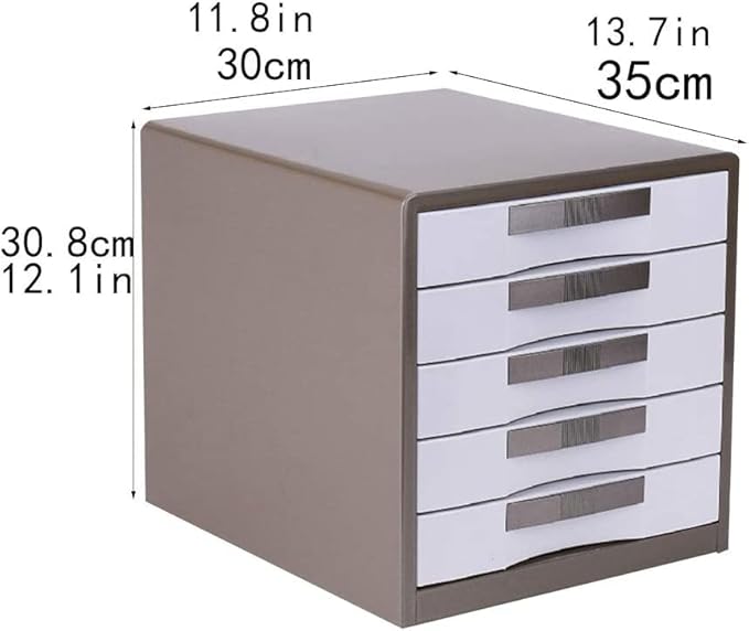 File Cabinets for Office 5 Drawer Desktop Data Storage Metal Storage Box Gray 30X35X30.8Cm Bookcase