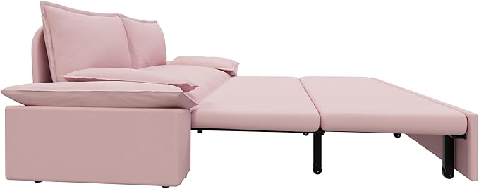 Pull Out Sofa Bed Queen 3 in 1 Convertible Sleeper Sofa Couch with Pullout Bed Comfy Futon Sofa cama moderno Velvet Recliner Loveseat for Living Room Apartment Small Space 70 Pink