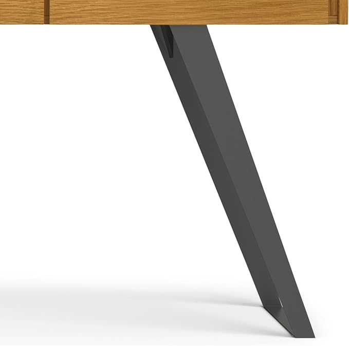 SIMPLIHOME Lowry Desk - 72 Inch Wide Solid Oak Veneer and Metal Writing Desk in Oak Modern Industrial Home Office Computer Table for Workspace with 2 Deep Drawers and Flip-Down Keyboard Tray