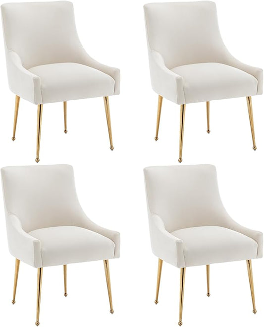 Dining Chairs Set of 4 Modern Velvet Dining Room Chairs with Gold Legs Upholstered Accent Chairs for Living Room/Restaurant/Study Room(Beige)
