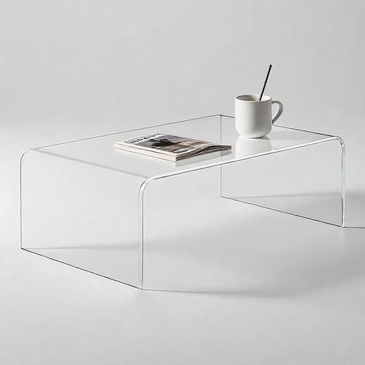Acrylic Thick Coffee Table for Living Room. 39 Modern Minimalist Rectangular and Clear End Table.Easy to Clean and Safe Rounded Edges (39.4 W x 20 D x 14 H)