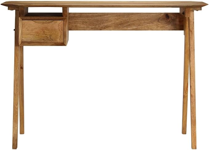 Farmhouse Computer Desk Study Writing Desk with Drawer and Open Shelves 43.3 x 19.7 inch Home Office Desk Computer Table Workstation for Home Office Brown