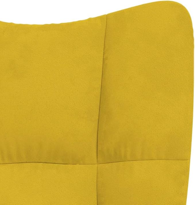 vidaXL Mustard Yellow Velvet Rocking Chair-Luxurious Modern Design Comfortable Foam-Padded Seat Soft Touch Velvet Upholstery Steel Frame with Wooden Rocking Rails