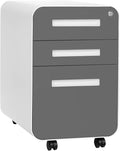 Laura Davidson Furniture Stockpile 3 Drawer File Cabinet with Lock - Under Office Desk Metal Filing Cabinet Legal/Letter File Folders Wheels and Stationary Feet Pre-Assembled Dark Grey Faceplate