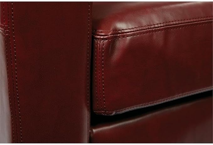 BOWERY HILL Modern Faux Leather Upholstered Club Chair 33.25 in H x 30 in W x 34 in D Red Finish Solid Wood Legs Tool-Free Assembly Comfortable Accent Seating for Living Room or Office