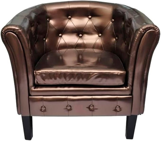 Floor Chair Arm Chair Living Room ChairsSleeper Sofa Tub Chair Brown Faux Leatherfor Apartment Living and Home Office