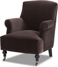 Jennifer Taylor Home Eloise 30 Pleated Sock Arm Accent Armchair Deep Brown Performance Velvet
