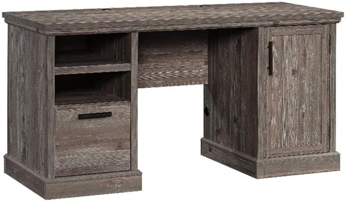 Sauder Aspen Post Engineered Wood Computer Desk in Pebble Pine/Brown