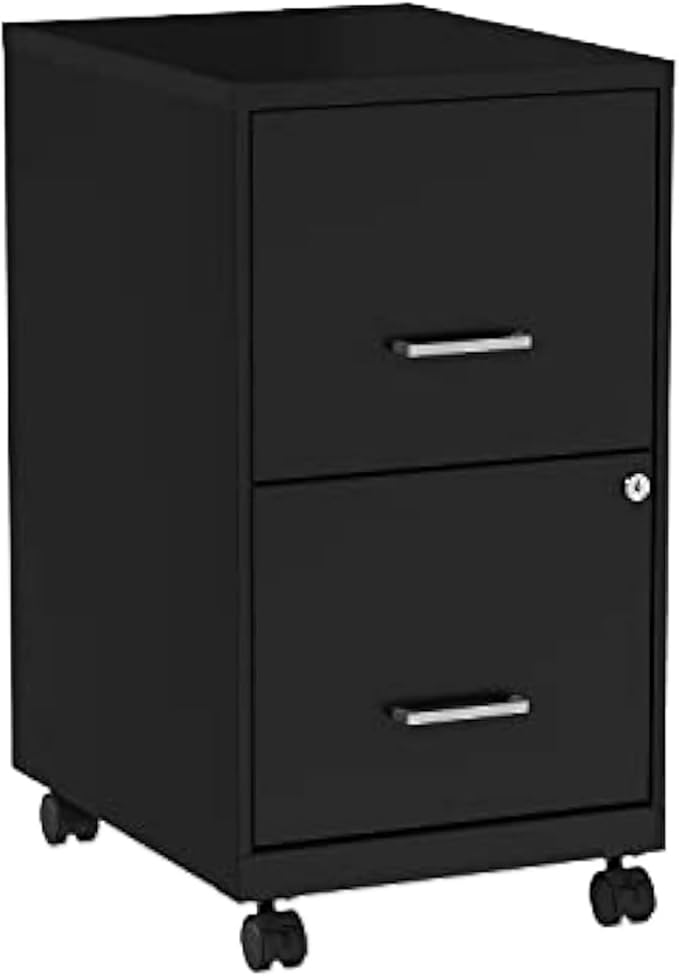 Mobile File Cabinet 2-Drawer Vertical File Cabinets for Letter Size Documents Lockable &amp Mobile Filing (18 D X 14 W 26.3 H)(Black)